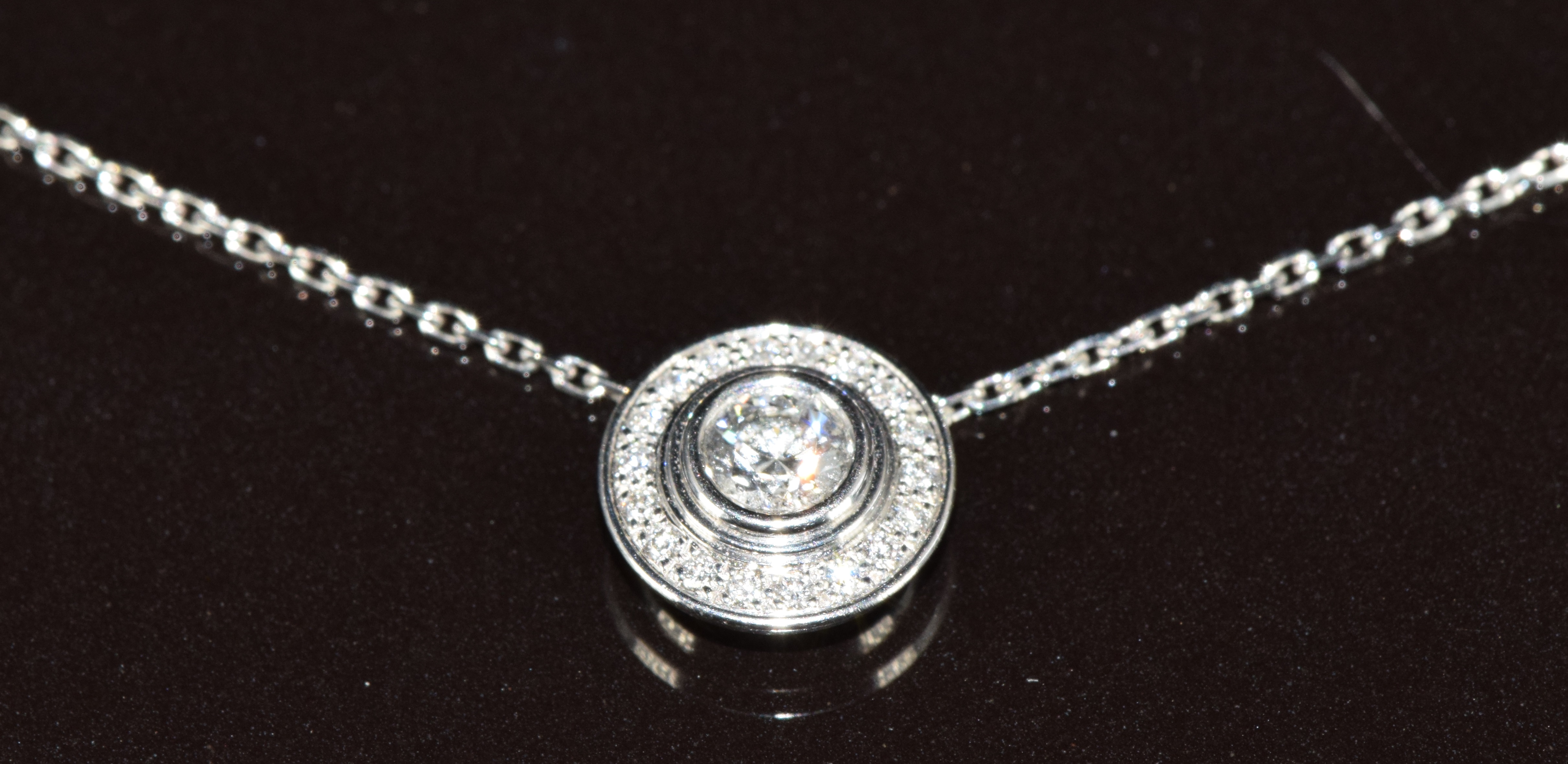 Cartier 18k white gold necklace set with diamonds, the total diamond weight approximately 0.3ct, 3. - Image 2 of 6