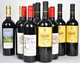 Eleven bottles of red wine comprising five Vina Primera Rioja 2015 14% vol, four Casa Nueva Cabernet