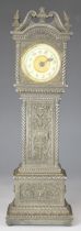 Novelty cast metal miniature longcase clock, the dial marked Ansonia Clock Company, height 30cm