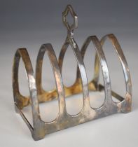 George VI hallmarked silver five bar toast rack, Sheffield 1938, maker Viner's Ltd, length 7.5cm,