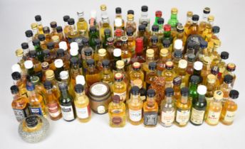 A collection of over 100 5cl whisky miniatures to include Chivas Regal, Whyte and Mackay, Southern