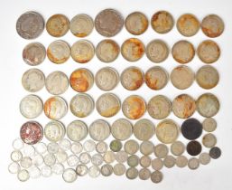 Approximately 574g pre-1947 silver coinage, Queen Victoria onwards including Edward VII, together