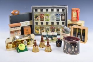 Boxed single malt whisky miniatures in sets including Glenmorangie, novelty Beneagles, Oban,