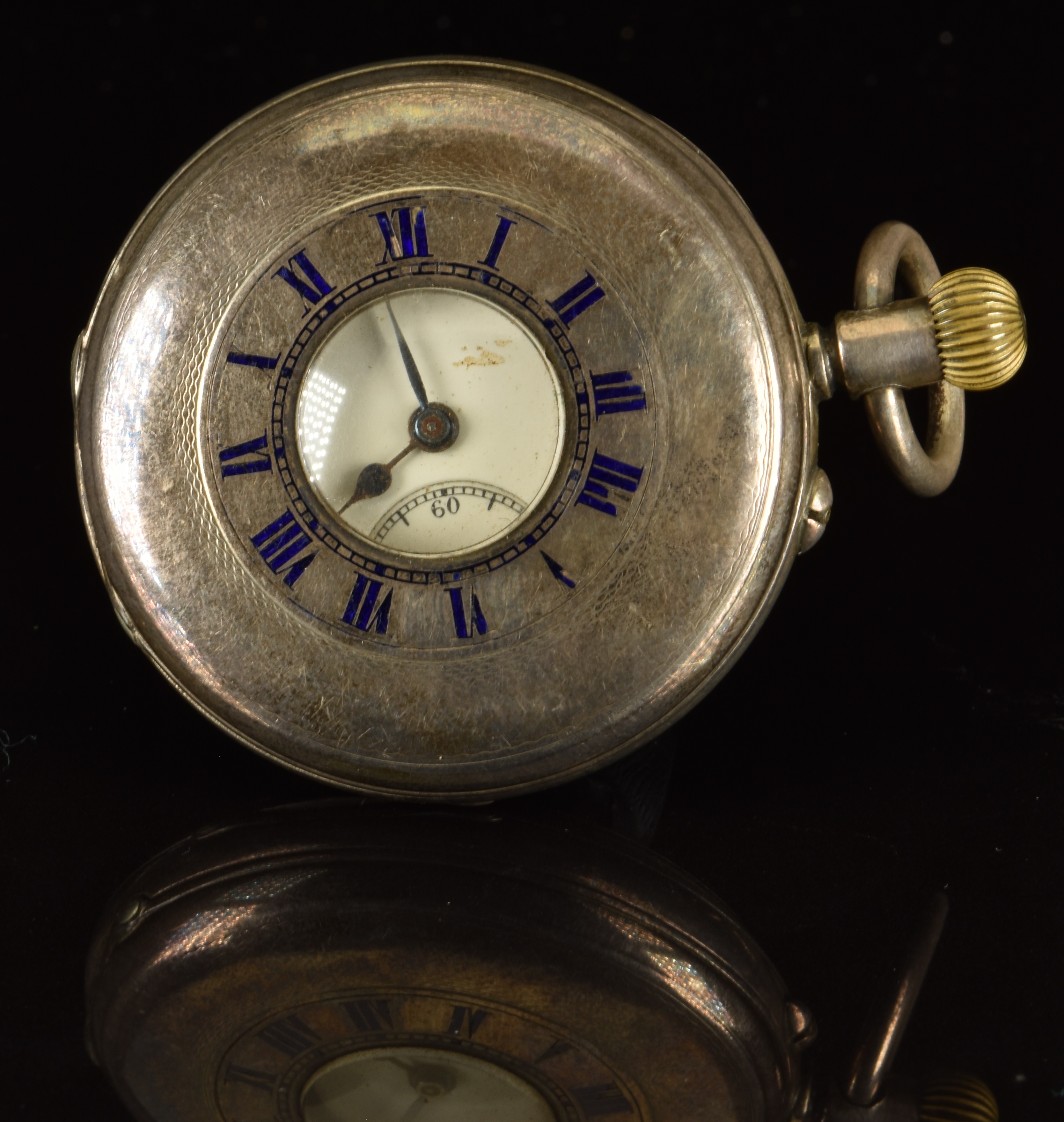 Four hallmarked silver pocket watches comprising a keyless winding half ...
