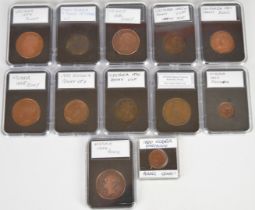 A collection of cased Victorian copper and bronze including a VF+ Heaton Mint example and an 1860