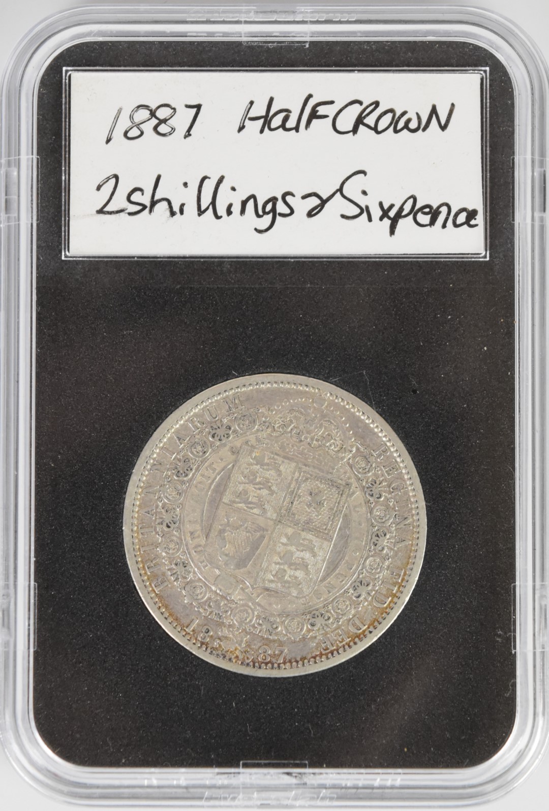 Five silver Victorian coins comprising 1887 half crown, florin and sixpence, 1864 Gothic florin - Image 3 of 5
