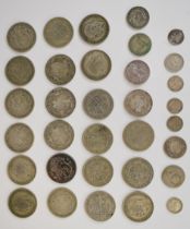 Approximately 340g of mixed UK silver coinage, Queen Victoria onwards, includes gradeable examples