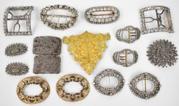 A collection of Georgian and Victorian buckles including four pairs set with paste, two pairs set