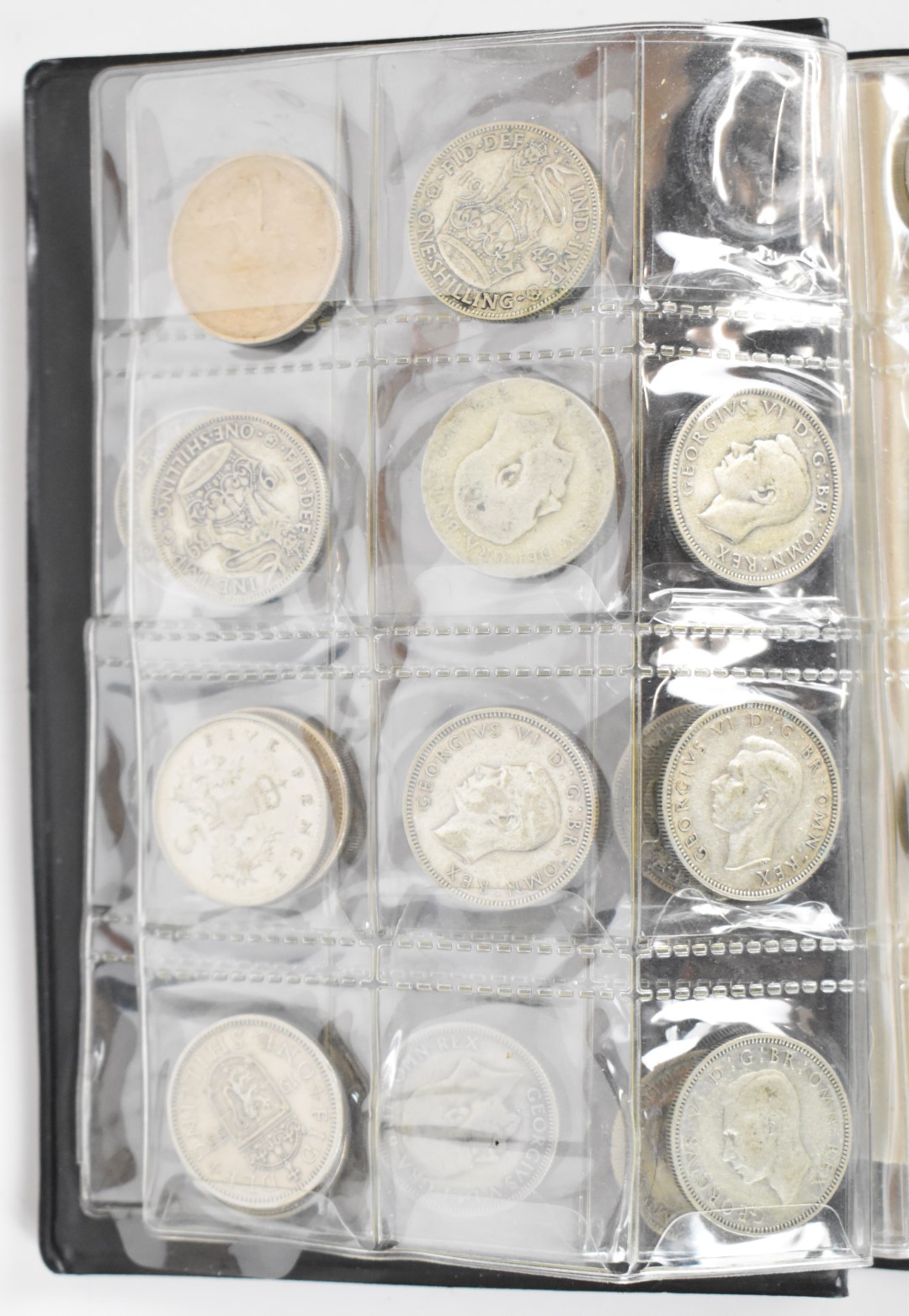 Three coin folders containing approximately 115 pre-1947 and later silver coins, first folder - Image 4 of 7