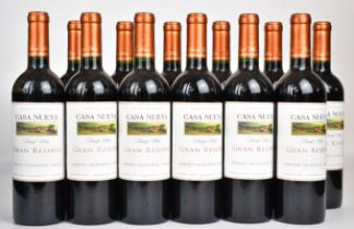 Twelve bottles of Casa Nueva Gran Reserva Cabernet Sauvignon / Merlot red wine, 75cl, 14% vol.