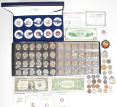 United States coinage including slabbed coins, banknotes, Elvis Presley quarters, state quarters