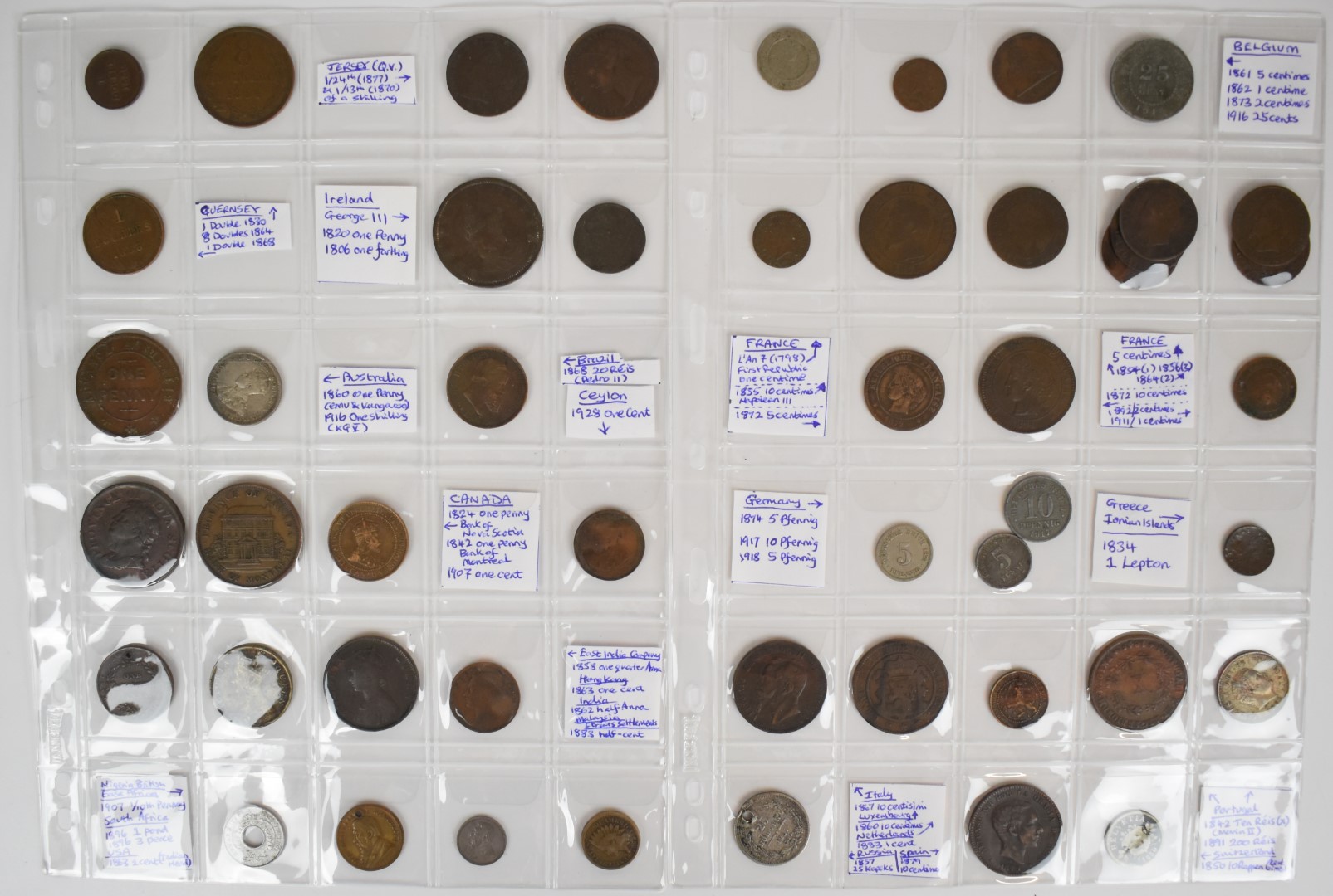A collection of mainly 19th century world coinage and tokens to include Charles II, William III - Image 11 of 11