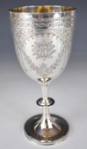 Goldsmiths & Silversmiths Co Victorian hallmarked silver goblet with engraved decoration, London