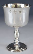 Elizabeth II feature hallmarked silver goblet or chalice, London 1969, maker's mark J G & Co Ltd,