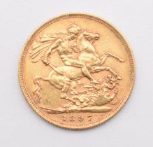 1897 Queen Victoria gold full sovereign with Sydney Mint mark