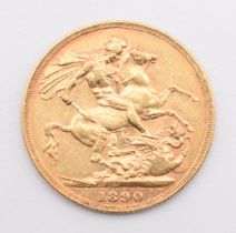 1890 Queen Victoria gold full sovereign
