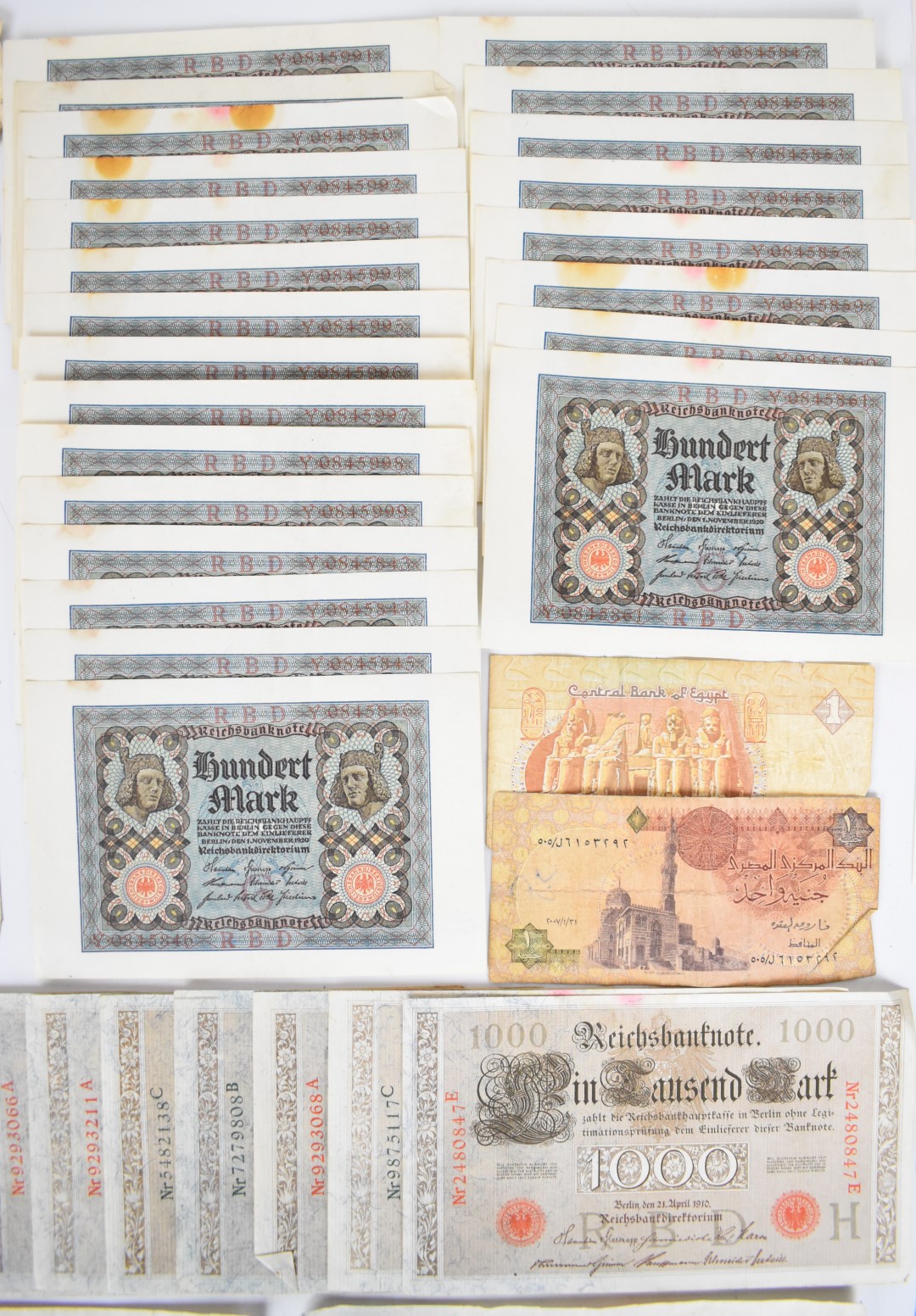 Early 20th century German banknotes including some runs, the longest being nine 100 mark notes dated - Image 4 of 6