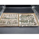 Vintage Lead: a large collection in two trays of Britains, Crescent and similar military figures.