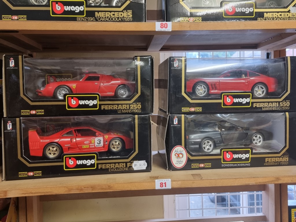 Burago: four boxed Ferrari models, to include a Special Edition gunmetal grey 456GT, No.3036D.