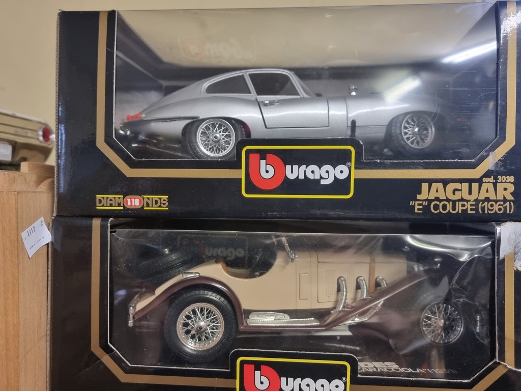 Burago: four boxed models, to include a silver E Type. - Image 2 of 3