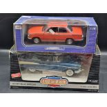 Ertl: American Muscle, 1957 Chevy Bel Air Sport Coupe; together with Anson Classic Red BMW, both