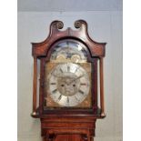 A George III oak and mahogany eight day longcase clock, the 13in moon phase arch dial inscribed 'E