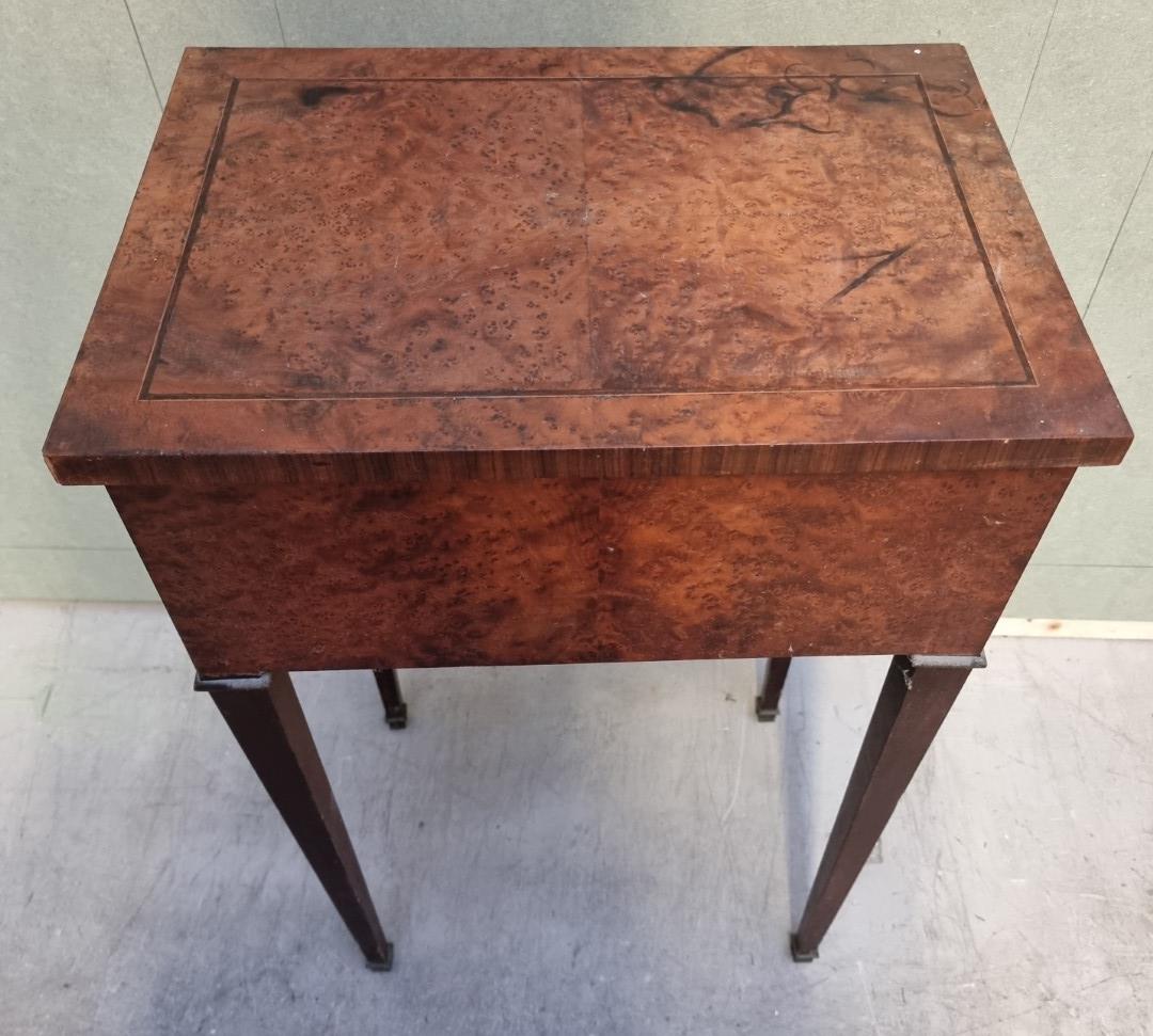 An unusual 19th century burr yew and mahogany occasional table, with two frieze drawers, 45cm wide. - Image 4 of 4