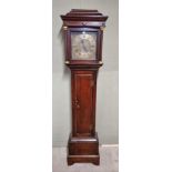 An 18th century oak thirty hour longcase clock, the 11in brass square dial inscribed 'Thos Hall,