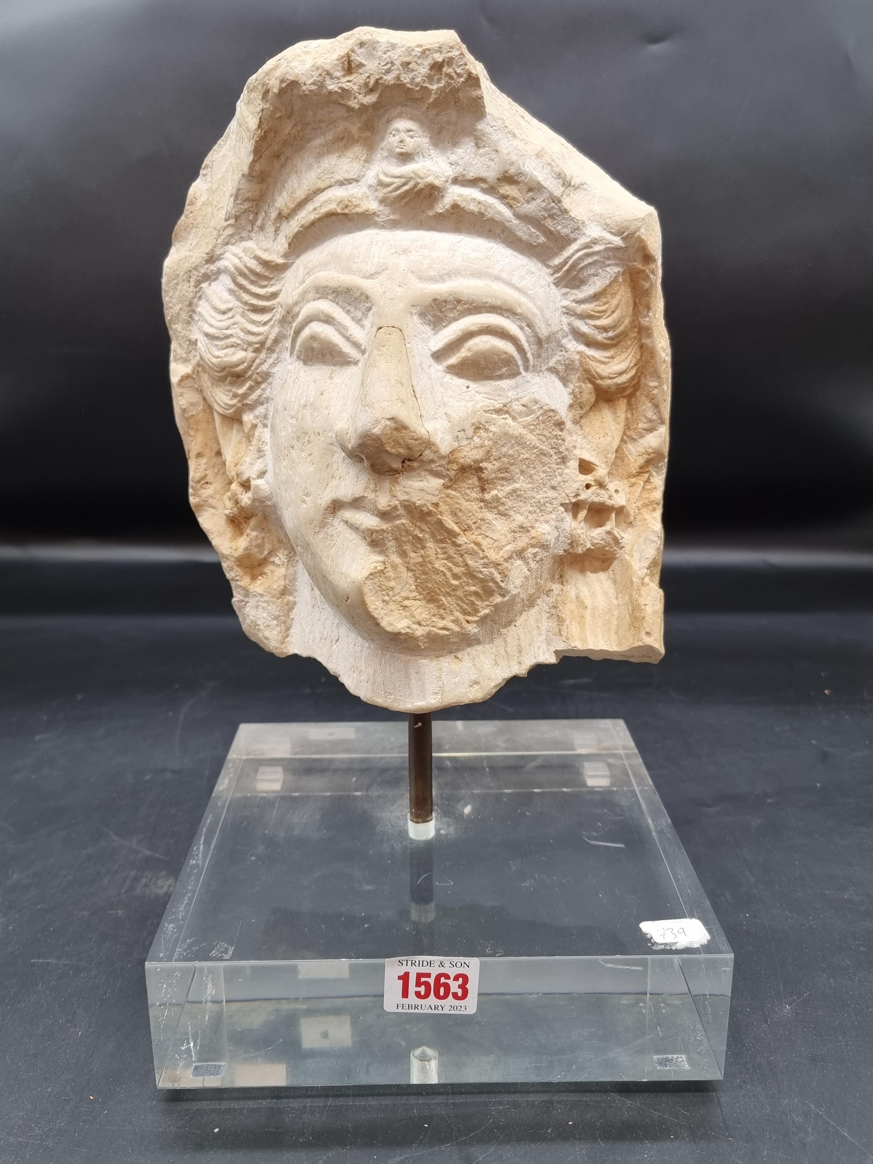 Antiquities: a Roman carved stone female head, 23.5cm high. Provenance: from a French private