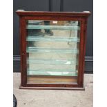 An early 20th century mahogany hanging display cabinet, with mirrored back, 76cm high x 67.5cm