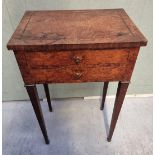 An unusual 19th century burr yew and mahogany occasional table, with two frieze drawers, 45cm wide.