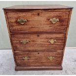 A George III mahogany three drawer chest, 75cm wide.