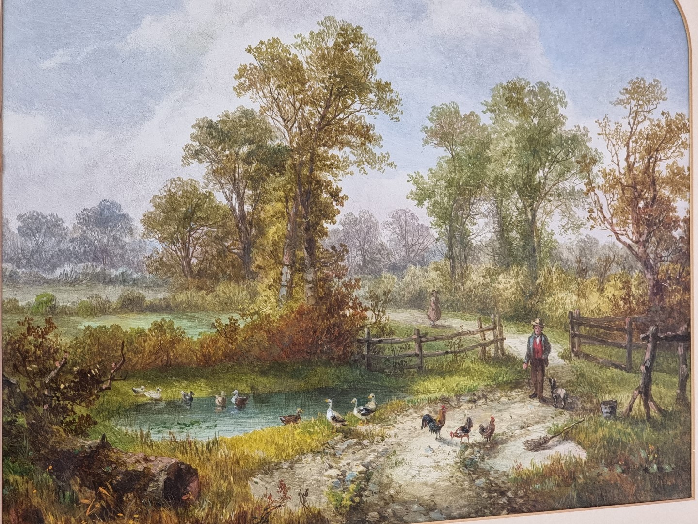 John Holding, a farm garden, indistinctly signed on original label verso, watercolour, 29.5 x 38. - Image 2 of 2