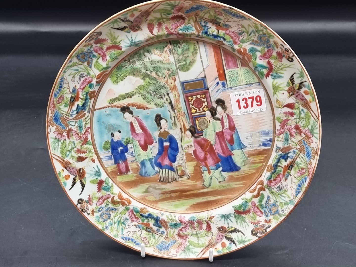 Four Chinese Canton enamel famille rose plates, late 19th century, largest 25.5cm diameter, (star - Image 2 of 8