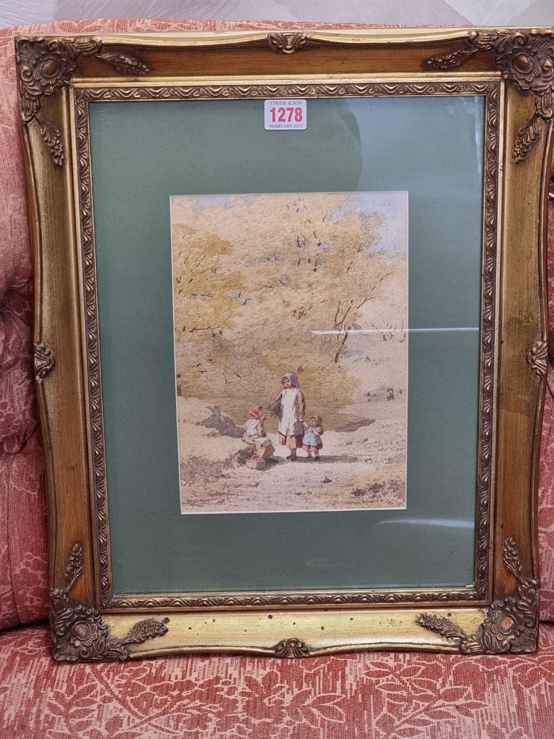 G Bartlett, children on a country path, signed, watercolour, 25.5 x 18cm.