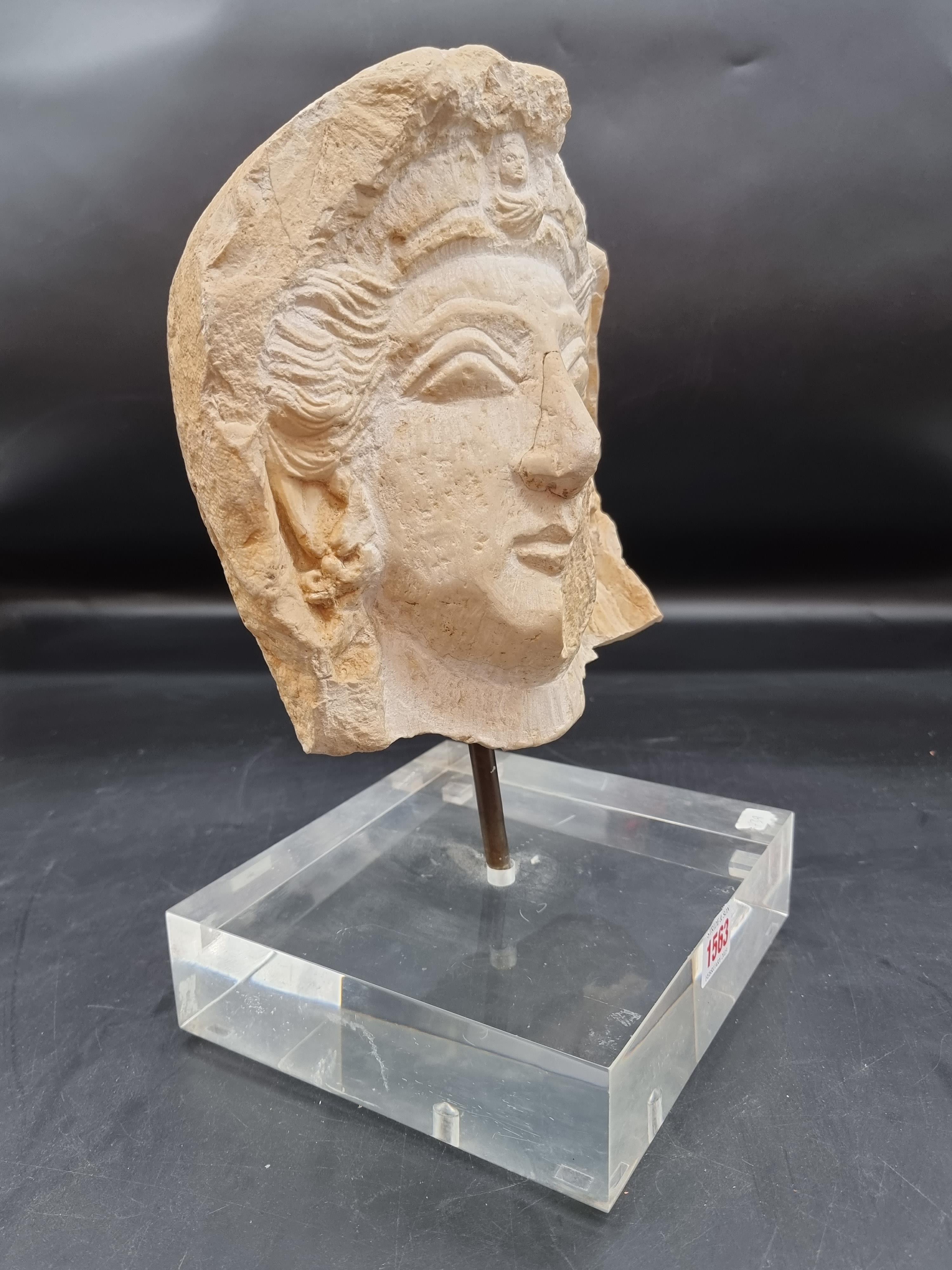 Antiquities: a Roman carved stone female head, 23.5cm high. Provenance: from a French private - Image 6 of 6