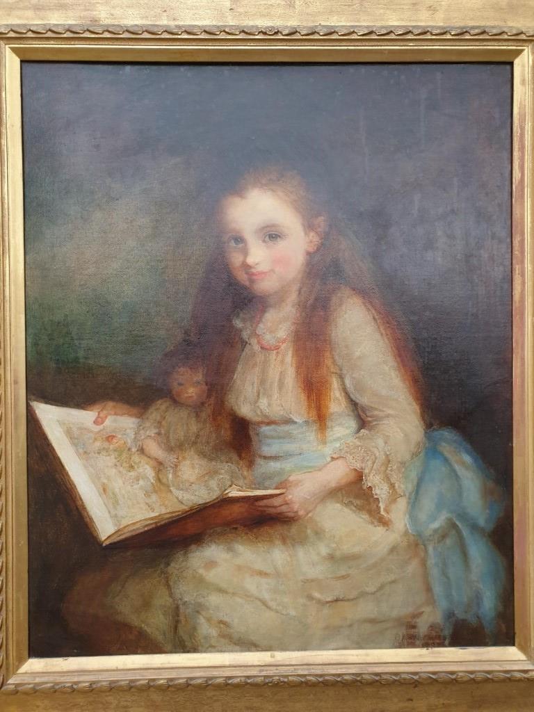 English School, late 19th century, a three quarter length portrait of a young girl reading to her - Image 2 of 13