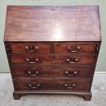 A George III mahogany bureau, 97cm wide.