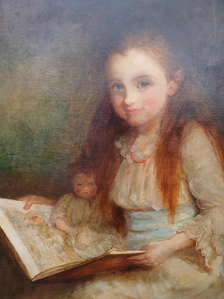 English School, late 19th century, a three quarter length portrait of a young girl reading to her - Image 3 of 13