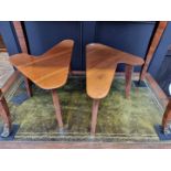 Two vintage oak 'Boomerang' low tables, 55.5cm wide.