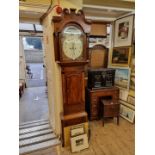 An early 19th century mahogany and inlaid eight day longcase clock, the 14in painted dial with