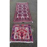 A Persian rug, having six central medallions, 182 x 88cm; together with a small Persian rug,