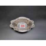 A Victorian silver embossed and pierced oval bonbon dish by G E Walton & Co Ltd, Birmingham 1897,