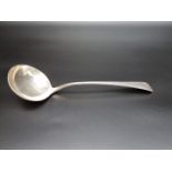 A silver Old English pattern soup ladle, by Martin, Hall & Co, Sheffield 1911, 33cm, 274g.