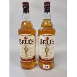 Two 1 litre bottles of Bell's blended whisky. (2)