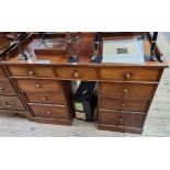 A Victorian mahogany pedestal desk, 122cm wide.