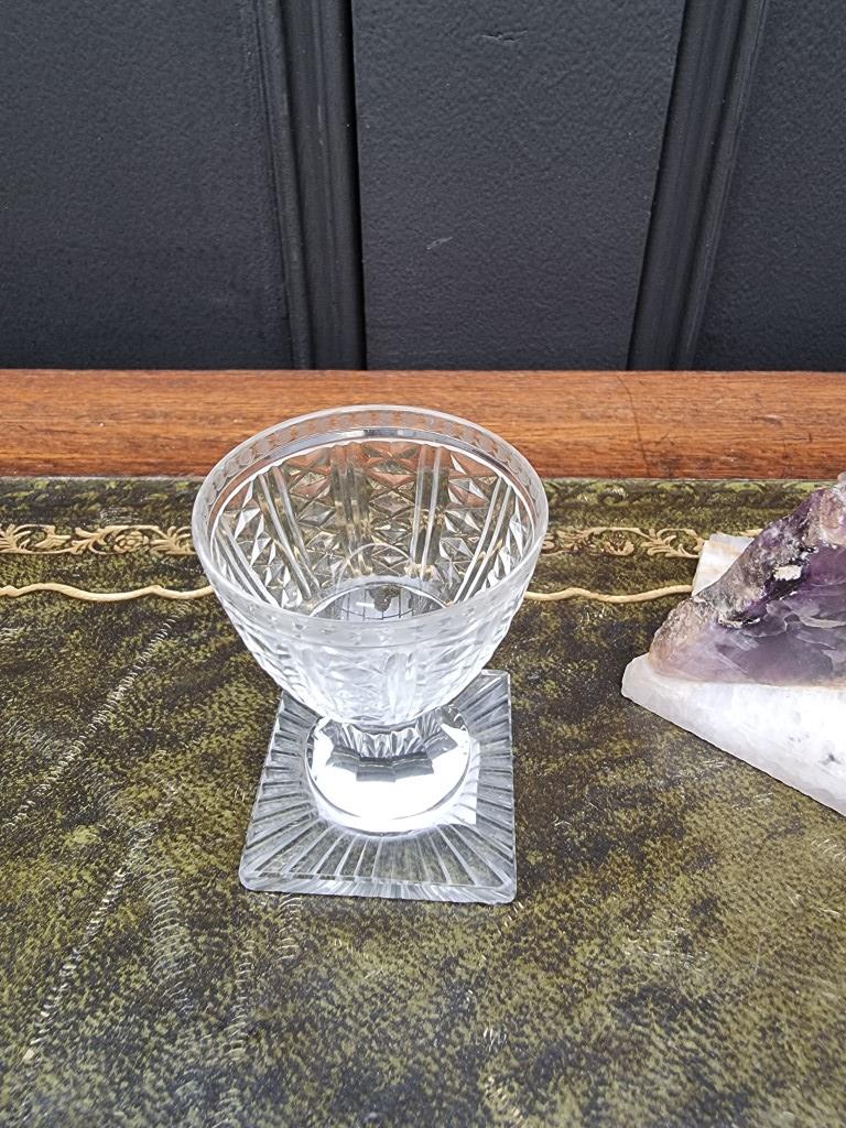 An unusual small 19th century cut glass pedestal egg cup, 6.3cm high; together with a Blue John - Image 5 of 6