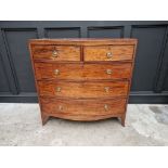 A George III mahogany and line inlaid bowfront chest of drawers, 105cm wide.