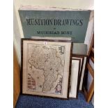 PRINTS & MAPS: a quantity, to include folio of large military prints by Muirhead Bone, 4 aquatint