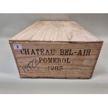 A case of twelve 75cl bottles of Chateau Bel-Air, Pomerol, 1983, in owc.